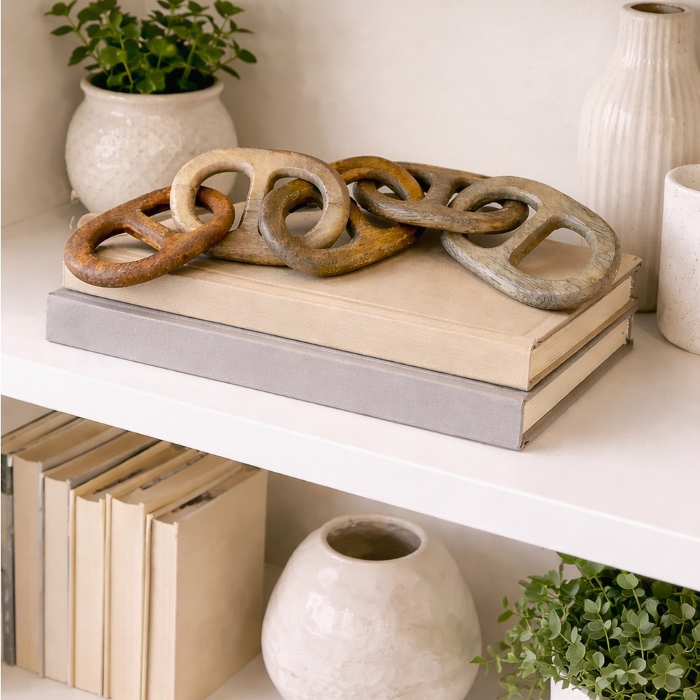 Studio Mcgee Wood Link Decorative Sculpture - Rustic Multicolor Chain